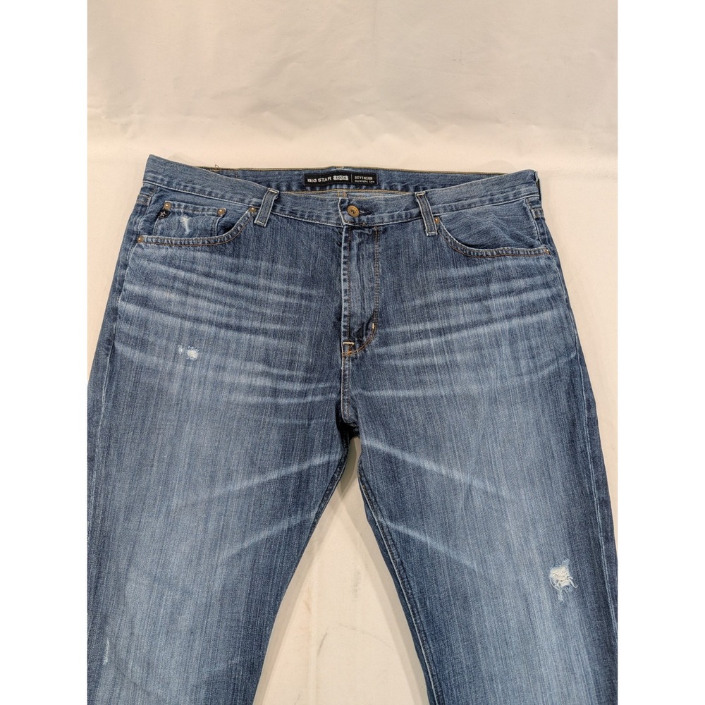 Big Star Division Straight Leg Jeans Dark Wash Distressed Men's 40x33 (38R) Big